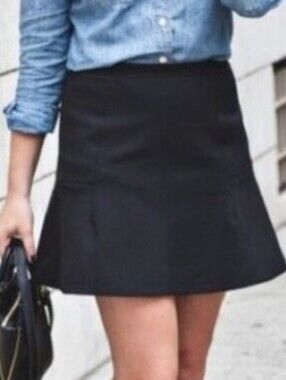 J. Crew Black Mini Fluted Flare A-Line Skirt Women's Size 6 Preppy Y2K